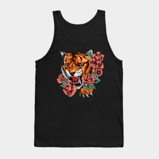 Roaring Tiger and Flower Tank Top